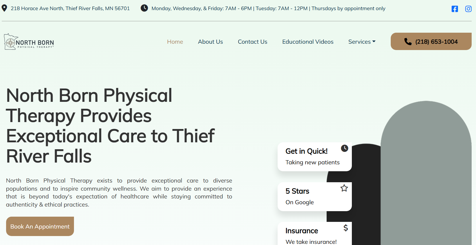 North Born Physical Therapy website preview