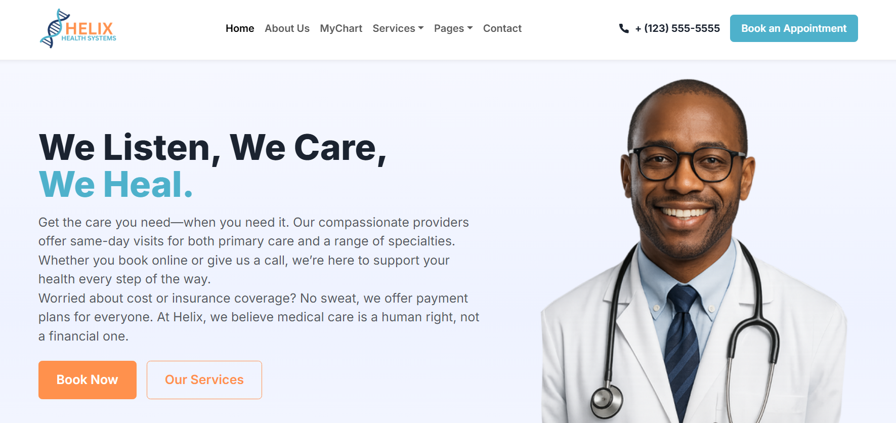 Medical website (Helix Health) demo preview